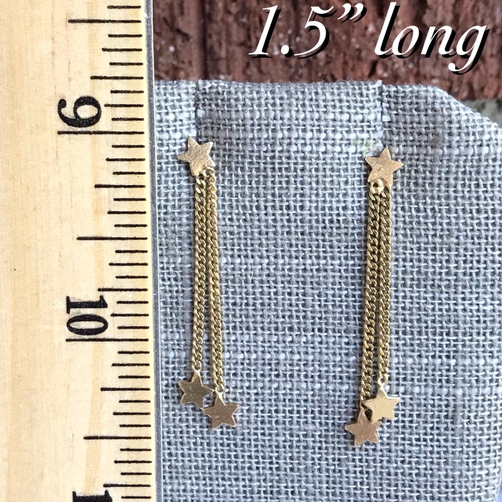 🌹14K Adorable Star Dangle/ Drop Earrings - Picture 6 of 8